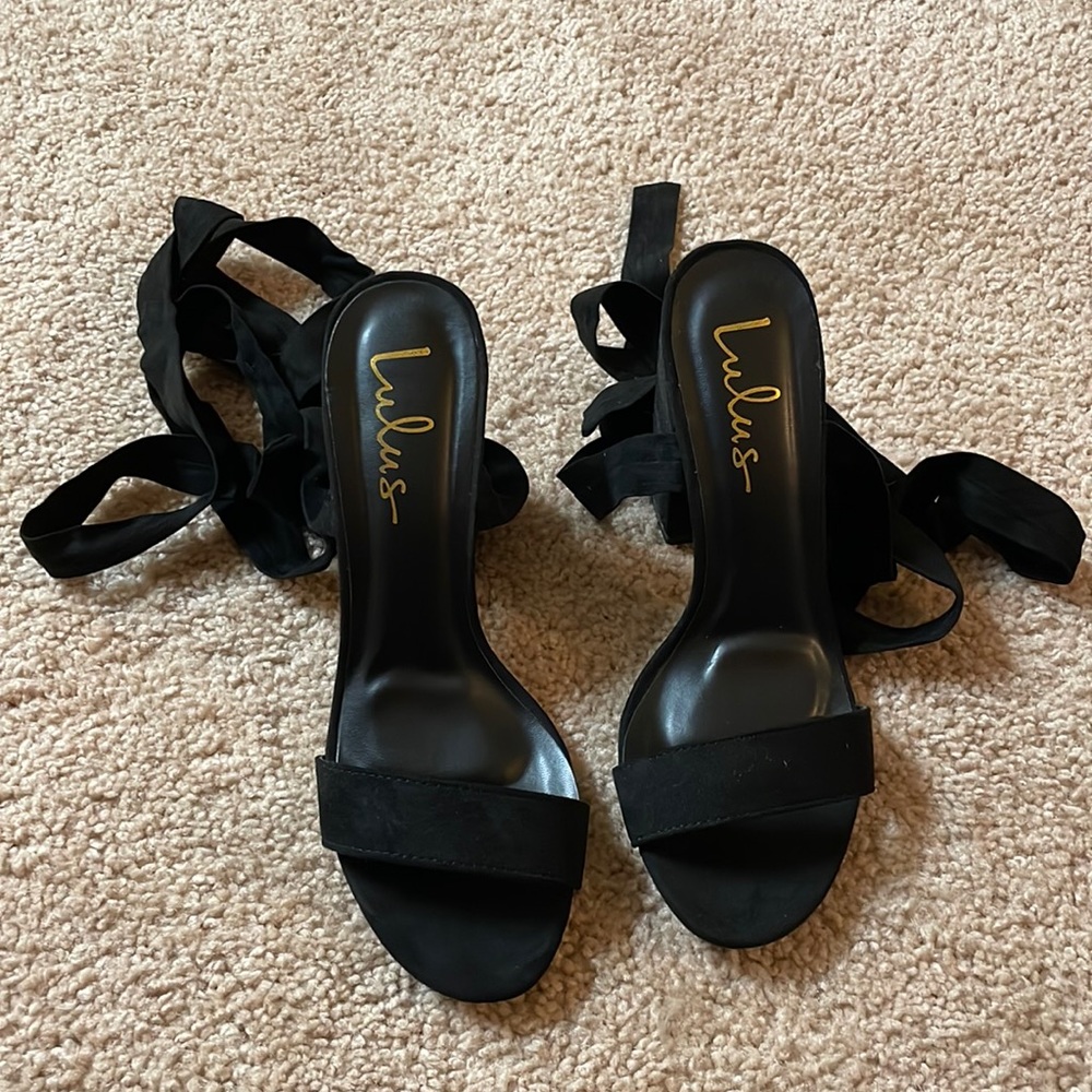 COPY - Lulus black suede Ulta Lace-up heels